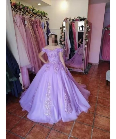 Off Shoulder Quinceanera Dresses for Girls 3D Flower Puffy Ball Gowns for Teens Sweet 16 Lace Prom Dresses for Women Yellow $...