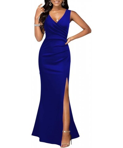 Formal Maxi Dresses for Women Sleeveless High Split Long Bodycon Party High Waist Dresses A Roayblue $24.74 Dresses