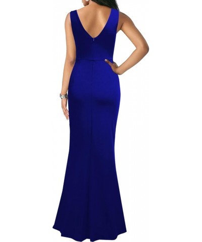 Formal Maxi Dresses for Women Sleeveless High Split Long Bodycon Party High Waist Dresses A Roayblue $24.74 Dresses