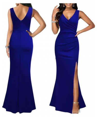 Formal Maxi Dresses for Women Sleeveless High Split Long Bodycon Party High Waist Dresses A Roayblue $24.74 Dresses