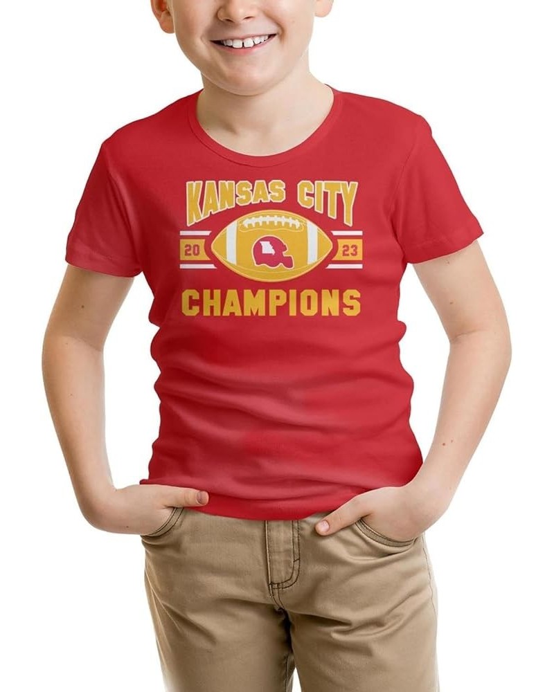 Football Red and Gold Champions Shirts for Men Women Youth,Fans Apparel,Size:S-5XL kid Red-4 $11.99 T-Shirts