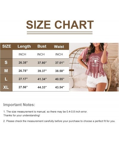 Women Graphic Tees Western Shirts Vintage Cowgirl Fringe Shirt Country Concert Tops Short Sleeve A-04 Pink $13.19 T-Shirts