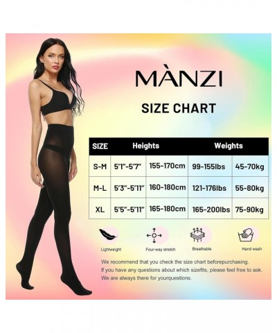 Tights for Women Solid Color Pantyhose Colored Semi Opaque Footed Tights Soft Stretch High Waist Stockings 70 Denier Black $8...