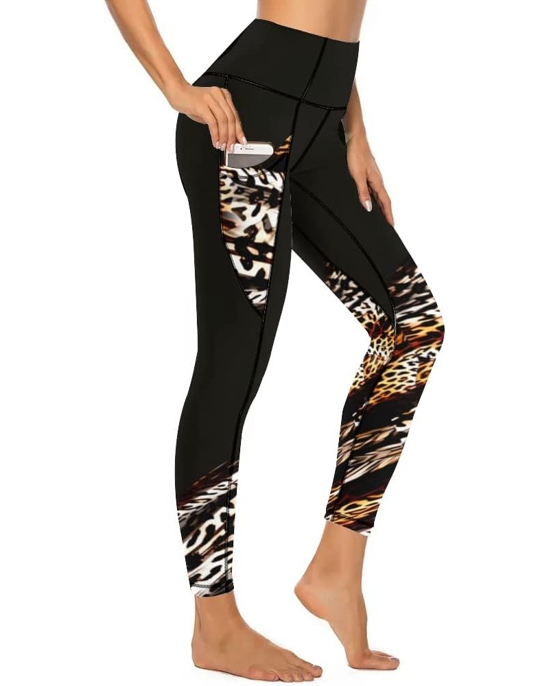 Women's Workout Leggings with Pockets - Thick, High-Waist, 4-Way Stretch Running Yoga Pants Leopard3 $16.00 Activewear