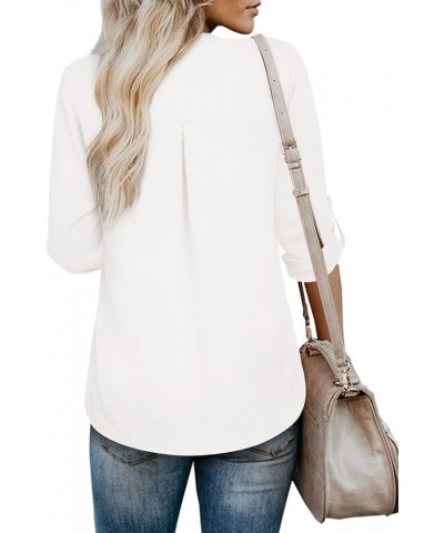 Women's Blouses 3/4 Sleeve Work Shirt Chiffon Tunic Top Office Wear White $17.84 Blouses