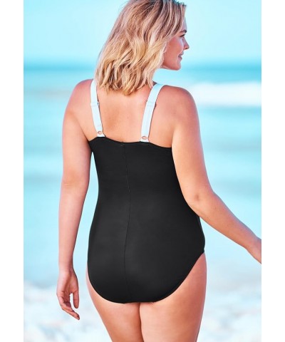 Women's Plus Size One-Piece Tank Swimsuit with Adjustable Straps Turq Carnation Bouquet $20.07 Swimsuits