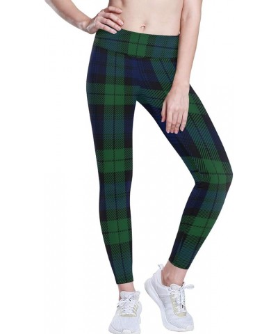 Women's High Waisted Pattern Leggings Full-Length Yoga Pants Ant with Leaf Black Watch Tartan Plaid $17.97 Activewear