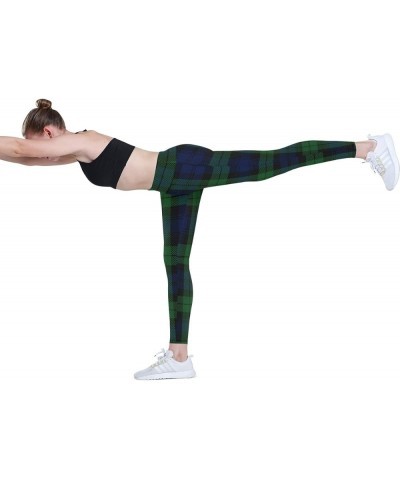 Women's High Waisted Pattern Leggings Full-Length Yoga Pants Ant with Leaf Black Watch Tartan Plaid $17.97 Activewear