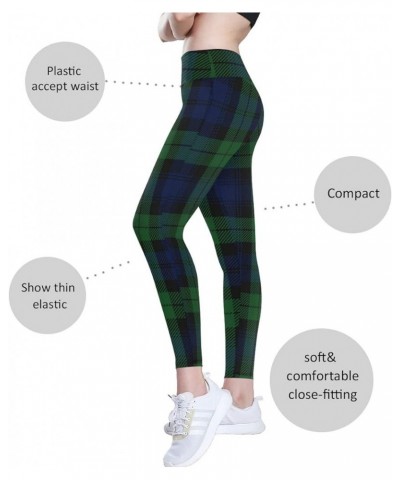 Women's High Waisted Pattern Leggings Full-Length Yoga Pants Ant with Leaf Black Watch Tartan Plaid $17.97 Activewear