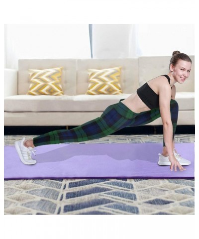 Women's High Waisted Pattern Leggings Full-Length Yoga Pants Ant with Leaf Black Watch Tartan Plaid $17.97 Activewear