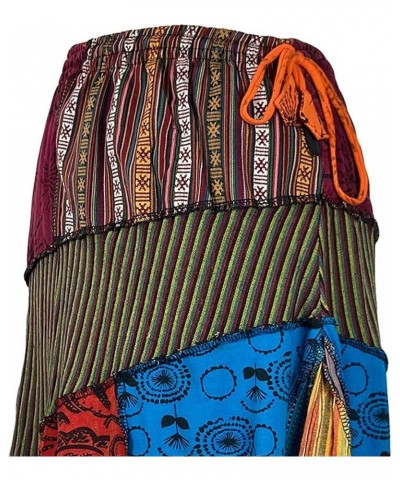 Women's Gypsy Tribal Boho Hippie Cotton Asymmetrical Summer Patch Highwaist Skirt Multi 1 $21.58 Skirts