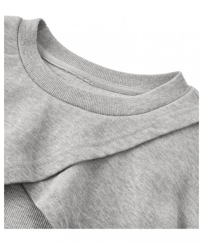 Women's Colorblock 2 in 1 Tops Round Neck Drop Shoulder Pullovers Crop Wrap Sweatshirt Grey $15.59 Hoodies & Sweatshirts