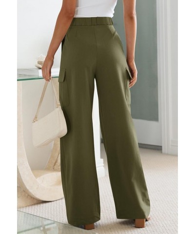 Women's Loose Dress Pants Work Casual Pleated Wide Leg Cargo Pants with Pockets Army Green (Size Up) $25.19 Pants