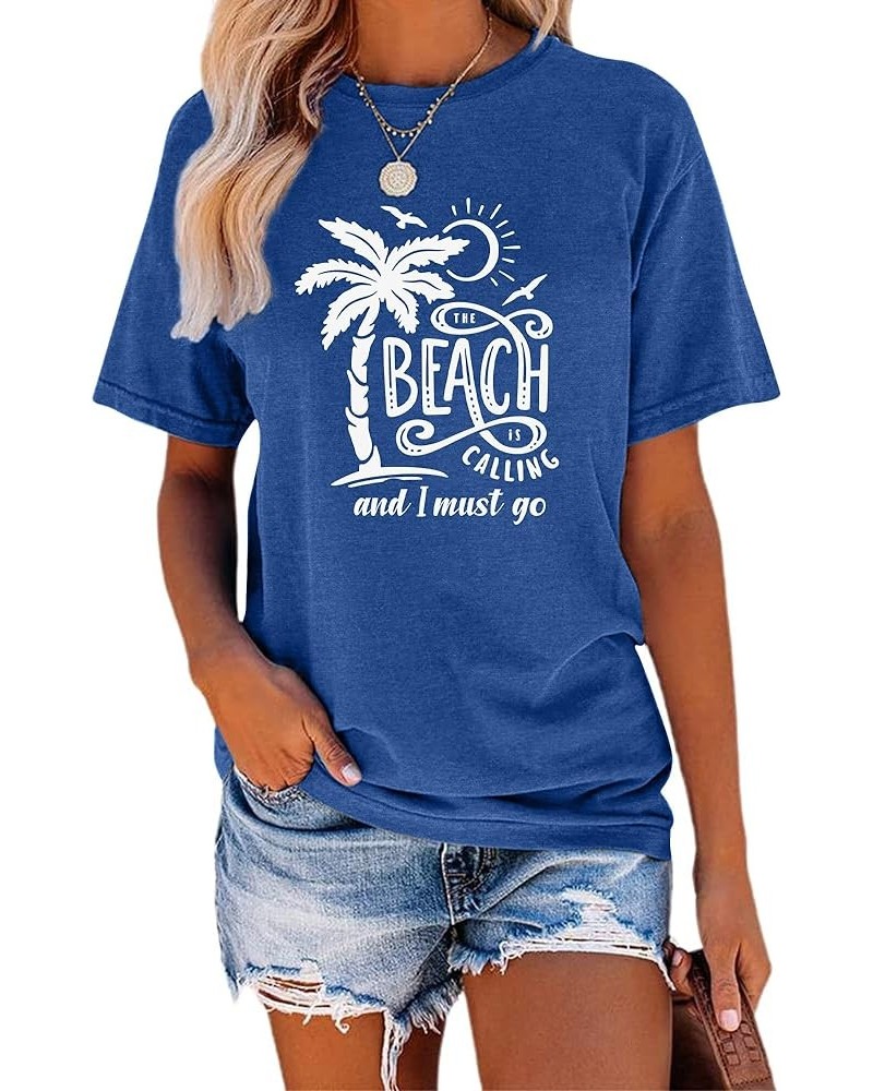 Women Los Angeles Graphic T Shirts California Letter Print Short Sleeve Tee Loose Casual Tops 44 Blue $10.56 T-Shirts