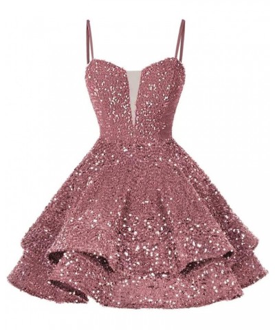 Sequin Short Homecoming Dress for Teens 2023 Sparkly Prom Dress Sweet 16 Photo Shoot Cocktail Gowns RO058 Dusty Rose $19.14 D...