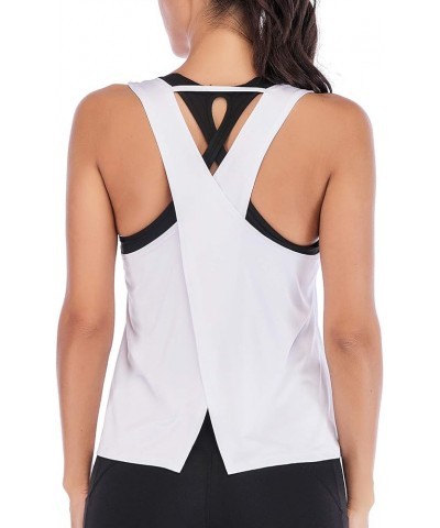 Tie Back Workout Tank for Women Loose Fit Cross Back Strappy Yoga Running Shirts Open Back Athletic Tanks White $11.33 Active...