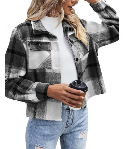 Flannels for Women Cropped Shacket Jacket Fashion Plaid Button Down Shirt 2023 Fall Coat Tops Ydl4 $16.00 Jackets