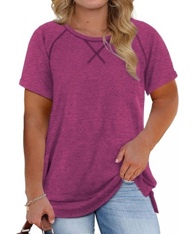 Womens Plus Size Tunic Tops Summer Short Sleeve V Neck/Crew Neck Loose Casual Tee Shirt(1X-5X) B Purple $8.34 T-Shirts