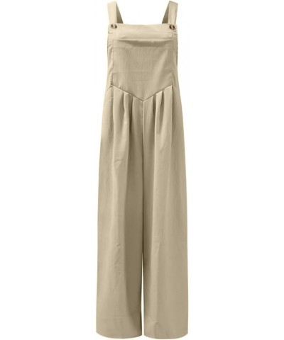 Rompers For Women 2023 Summer Dressy Casual Fashion Wide Leg Loose Plus Size Lounge Jumpsuit Overalls With Pockets A15 Khaki ...