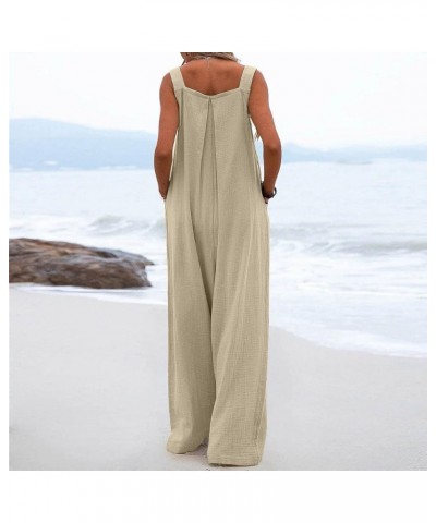 Rompers For Women 2023 Summer Dressy Casual Fashion Wide Leg Loose Plus Size Lounge Jumpsuit Overalls With Pockets A15 Khaki ...