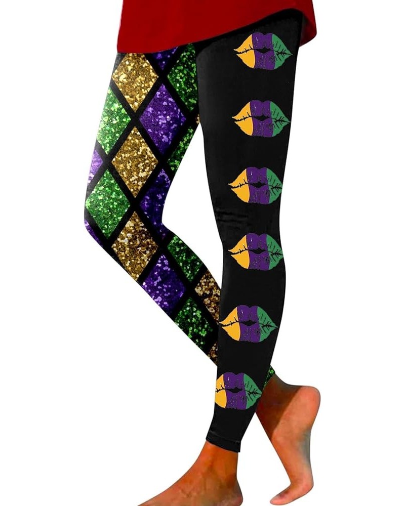 Mardi Gras Outfit for Women Mardi Gras Leggings Sequin Color Block Graphy Carnival Print Festival Party Yoga Pants Yellow $6....