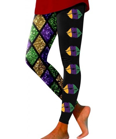 Mardi Gras Outfit for Women Mardi Gras Leggings Sequin Color Block Graphy Carnival Print Festival Party Yoga Pants Yellow $6....