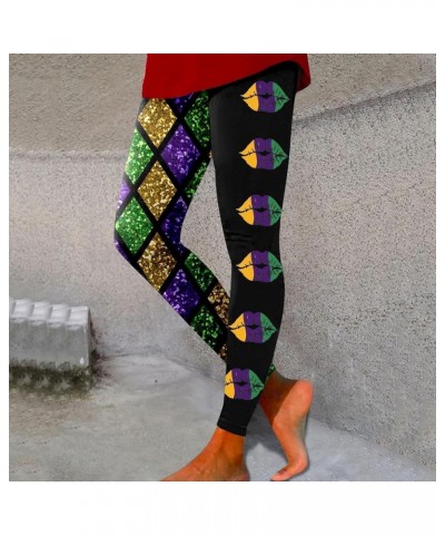 Mardi Gras Outfit for Women Mardi Gras Leggings Sequin Color Block Graphy Carnival Print Festival Party Yoga Pants Yellow $6....