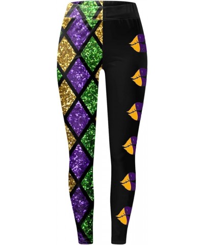 Mardi Gras Outfit for Women Mardi Gras Leggings Sequin Color Block Graphy Carnival Print Festival Party Yoga Pants Yellow $6....