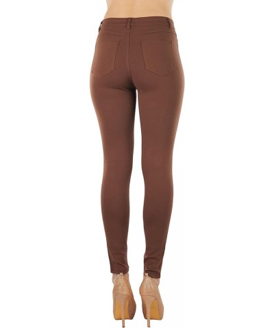 Women's Timeless Basic Versatile Skinny Fit 5-Pocket Zip-Up Ponte Pants Brown $17.07 Pants