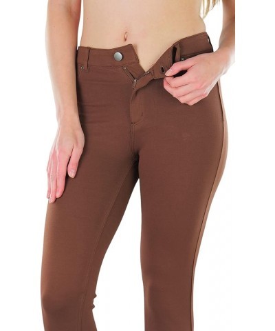 Women's Timeless Basic Versatile Skinny Fit 5-Pocket Zip-Up Ponte Pants Brown $17.07 Pants