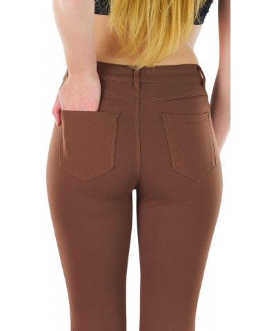 Women's Timeless Basic Versatile Skinny Fit 5-Pocket Zip-Up Ponte Pants Brown $17.07 Pants