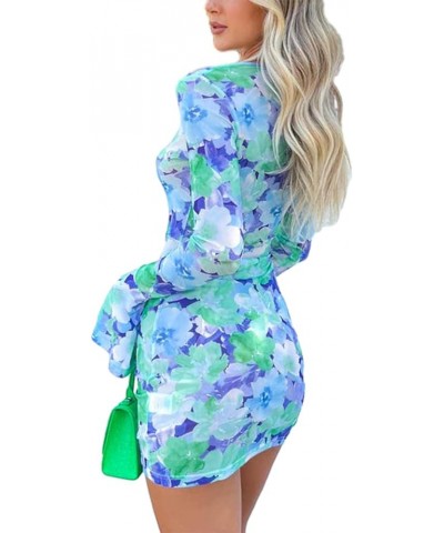 Women's Sexy Y2k Mini Dress Bodycon Long Sleeve Spaghetti Strap Low-Cut Off Shoulder Lace up Summer Mini Dress Green-3 $10.25...