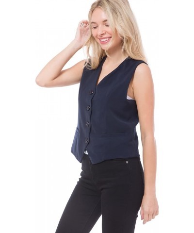 Women's Fully Lined Button Up V-Neck Tuxedo Suit Vest Waistcoat Black $15.89 Vests