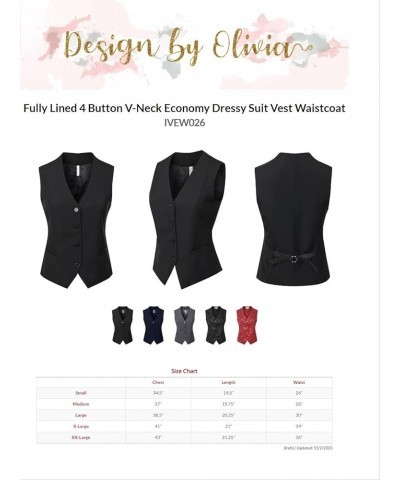 Women's Fully Lined Button Up V-Neck Tuxedo Suit Vest Waistcoat Black $15.89 Vests