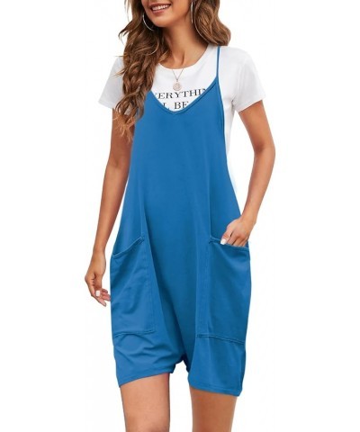 Womens Oversized Sleeveless Rompers Spaghetti Strap Short Jumpsuits with Pocket One Piece Loose Overalls D-bright Blue $12.99...