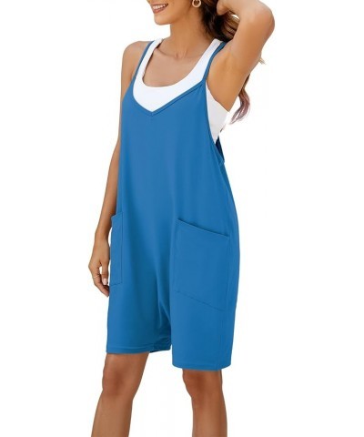 Womens Oversized Sleeveless Rompers Spaghetti Strap Short Jumpsuits with Pocket One Piece Loose Overalls D-bright Blue $12.99...