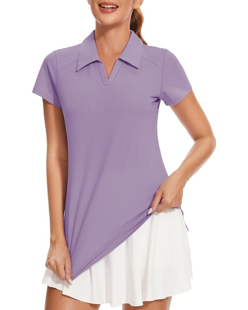 Womens Golf Shirt Polo Short Sleeve,Sleeveless,Long Sleeve Tennis Collared Top Dry Fit Athletic Clothes for Ladies A0_purple_...