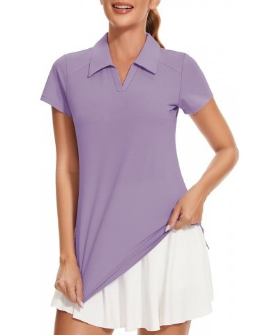 Womens Golf Shirt Polo Short Sleeve,Sleeveless,Long Sleeve Tennis Collared Top Dry Fit Athletic Clothes for Ladies A0_purple_...