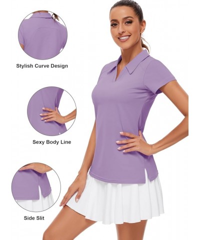 Womens Golf Shirt Polo Short Sleeve,Sleeveless,Long Sleeve Tennis Collared Top Dry Fit Athletic Clothes for Ladies A0_purple_...