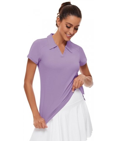 Womens Golf Shirt Polo Short Sleeve,Sleeveless,Long Sleeve Tennis Collared Top Dry Fit Athletic Clothes for Ladies A0_purple_...