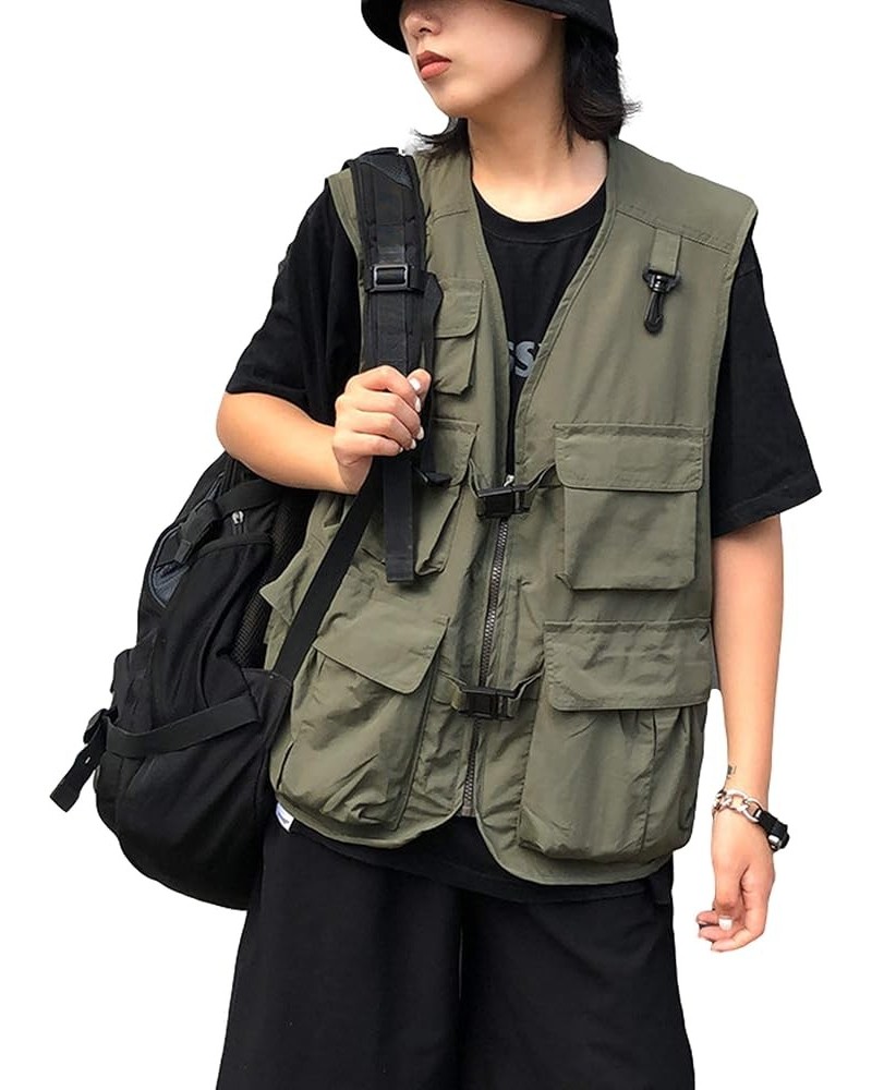 Women's Fashion Outdoor Fishing Vest Safari Photo Multi Pockets Travel Vest Armygreen $14.96 Vests