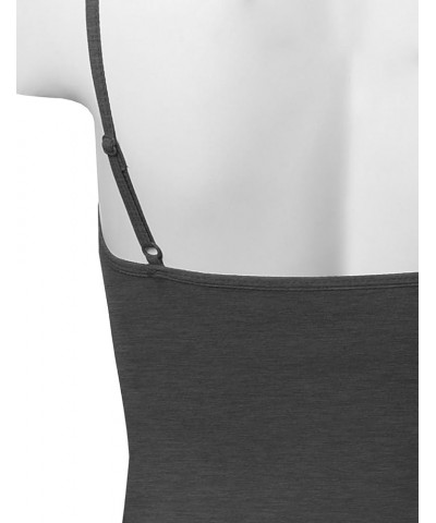 Women's Basic Camisole Long Length Spaghetti Strap Tank Top [2PACK] Fwttk045 Charcoal/Charcoal $9.53 Tanks