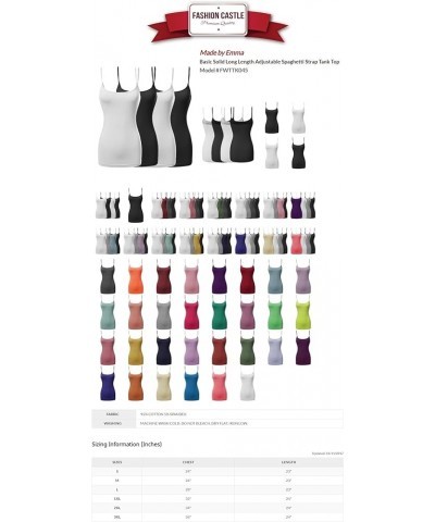 Women's Basic Camisole Long Length Spaghetti Strap Tank Top [2PACK] Fwttk045 Charcoal/Charcoal $9.53 Tanks