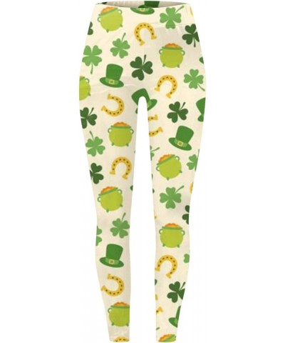 Saint Patricks Day Leggings for Women, Womens Stretchy Pants St Patricks Day Green Clover Leaves Leprechauns Leggings 1b-ag $...