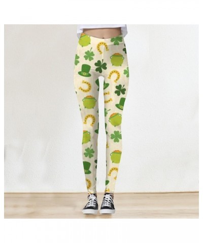 Saint Patricks Day Leggings for Women, Womens Stretchy Pants St Patricks Day Green Clover Leaves Leprechauns Leggings 1b-ag $...