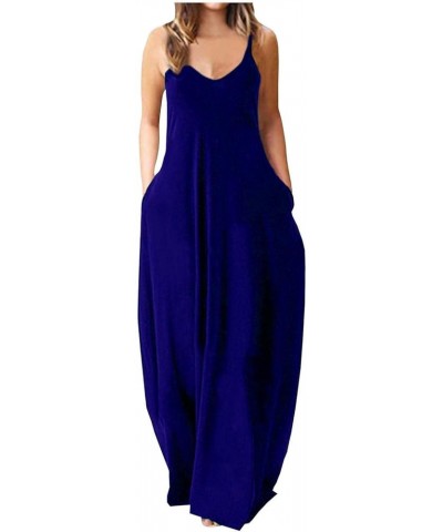 Women's Casual Maxi Dresses Summer Sexy Solid Bodycon Long Dress Floor Length Sleeveless Sundresses Plus Size 02-blue $7.75 D...