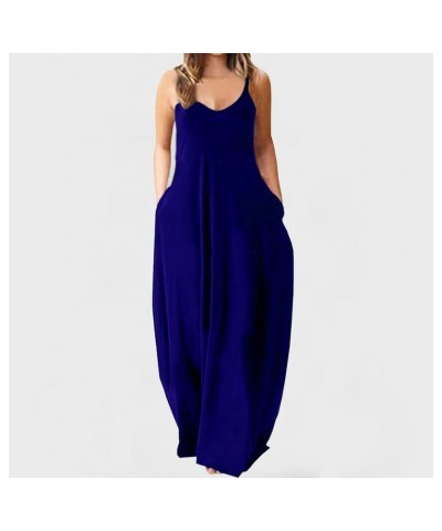 Women's Casual Maxi Dresses Summer Sexy Solid Bodycon Long Dress Floor Length Sleeveless Sundresses Plus Size 02-blue $7.75 D...