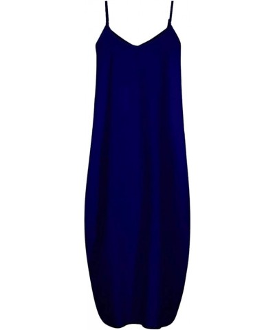 Women's Casual Maxi Dresses Summer Sexy Solid Bodycon Long Dress Floor Length Sleeveless Sundresses Plus Size 02-blue $7.75 D...