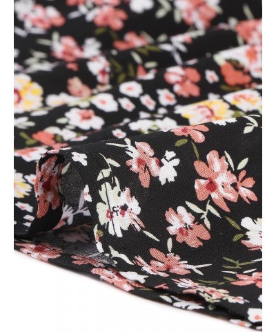 Women's Floral Print Ruffle Hem Elastic Waist Midi Flowy Skirt Black-floral $13.33 Skirts