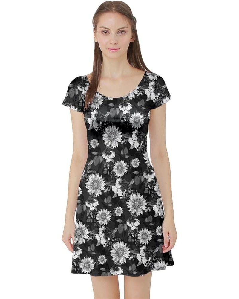 Womens Vintage Floral Short Sleeve Dress Black & White2 $12.00 Dresses